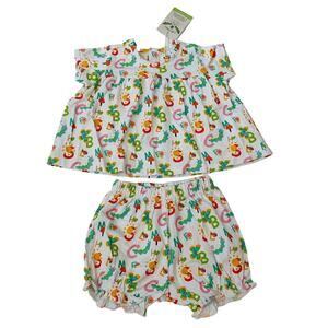NWT The Oaks Apparel 12M ABC Print Ava Bloomer Set
